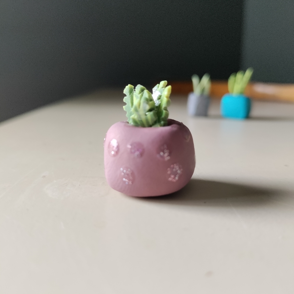 4 mini clay potted plants - Picture 6 of 7